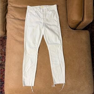 Mother Denim High Waisted Looker Ankle Fray Women’s Size 27 White